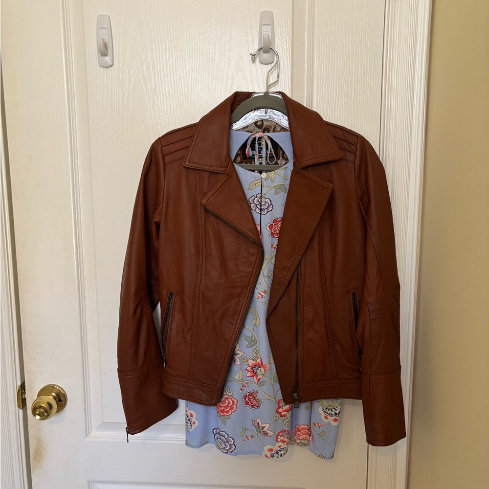 Vera Pelle Brown Leather Jacket,Like New